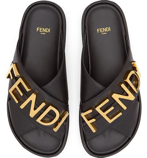 fendi logo slide sandals|fendi monogram sandals.